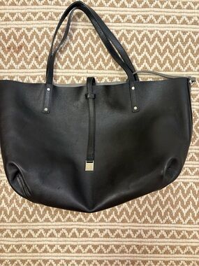 Tiffany & Co Reversible Black Gray Leather Tote Bag Large Shopper Handbag